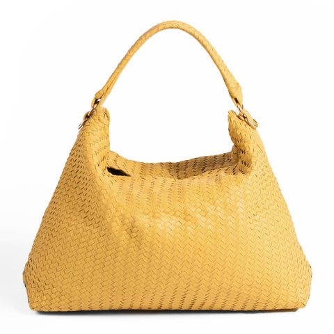 Handmade Woven Original Yellow Leather Bag