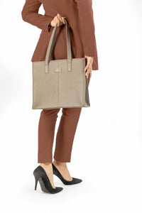 Everyday Women's Graphite Grey Leather Zipper Tote Bag