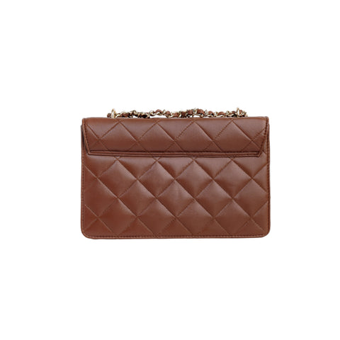 Flora Quilted Crossbody Leather Bag - Tan Brown