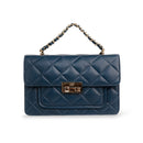 Flora Quilted Crossbody Leather Bag - Blue