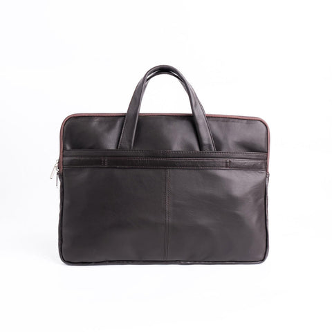The Founder Ultra Slim Leather Laptop Bag-Dark Brown