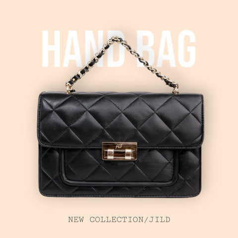 Flora Quilted Crossbody Leather Bag - Black