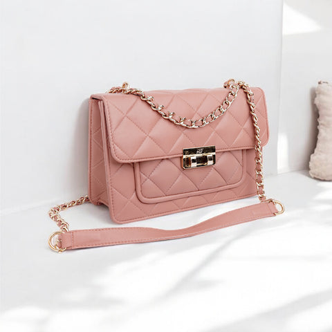 Flora Quilted Crossbody Leather Bag - Pink