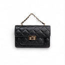 Flora Quilted Crossbody Leather Bag - Black