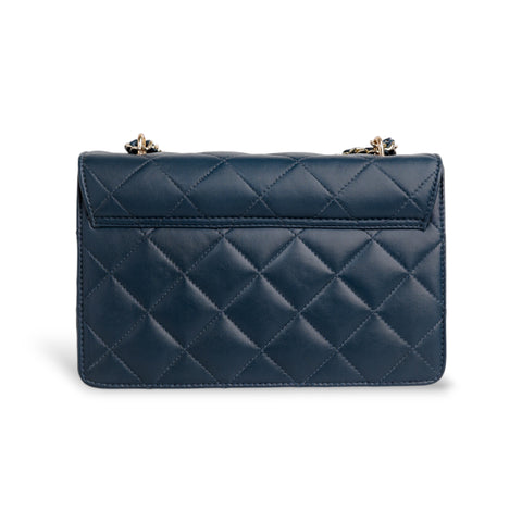 Flora Quilted Crossbody Leather Bag - Blue