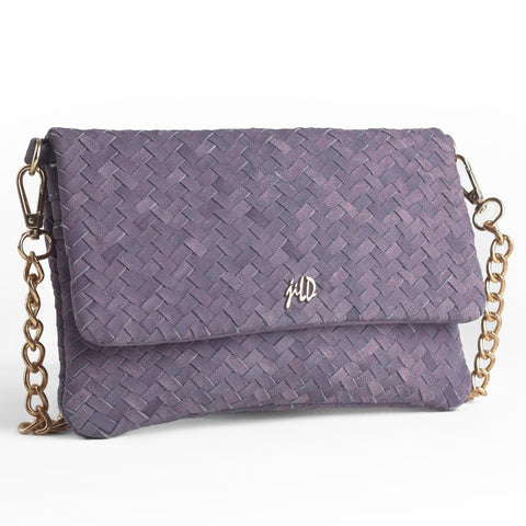 Woven Dreams Fold Over Cross Body Leather Clutch