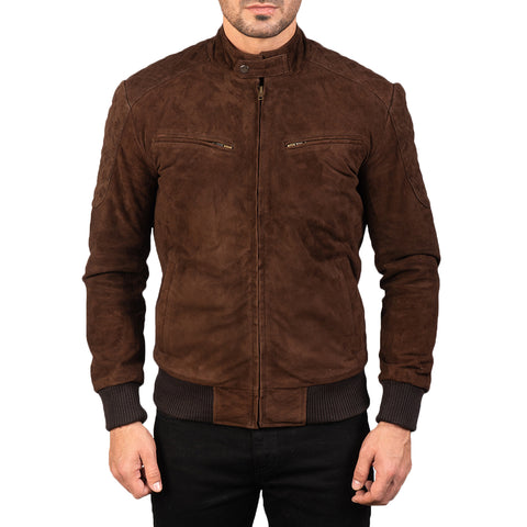 Mens Brown Suede Bomber Jackets