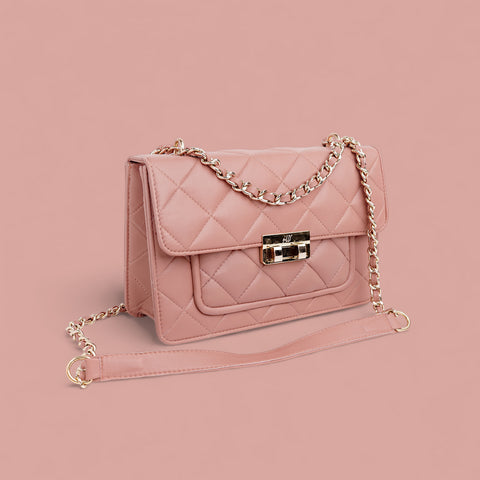 Flora Quilted Crossbody Leather Bag - Pink