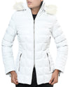 Women's Leather Puffer Jacket