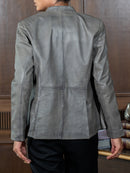 Mandarin Collar Genuine Leather Womens Coat
