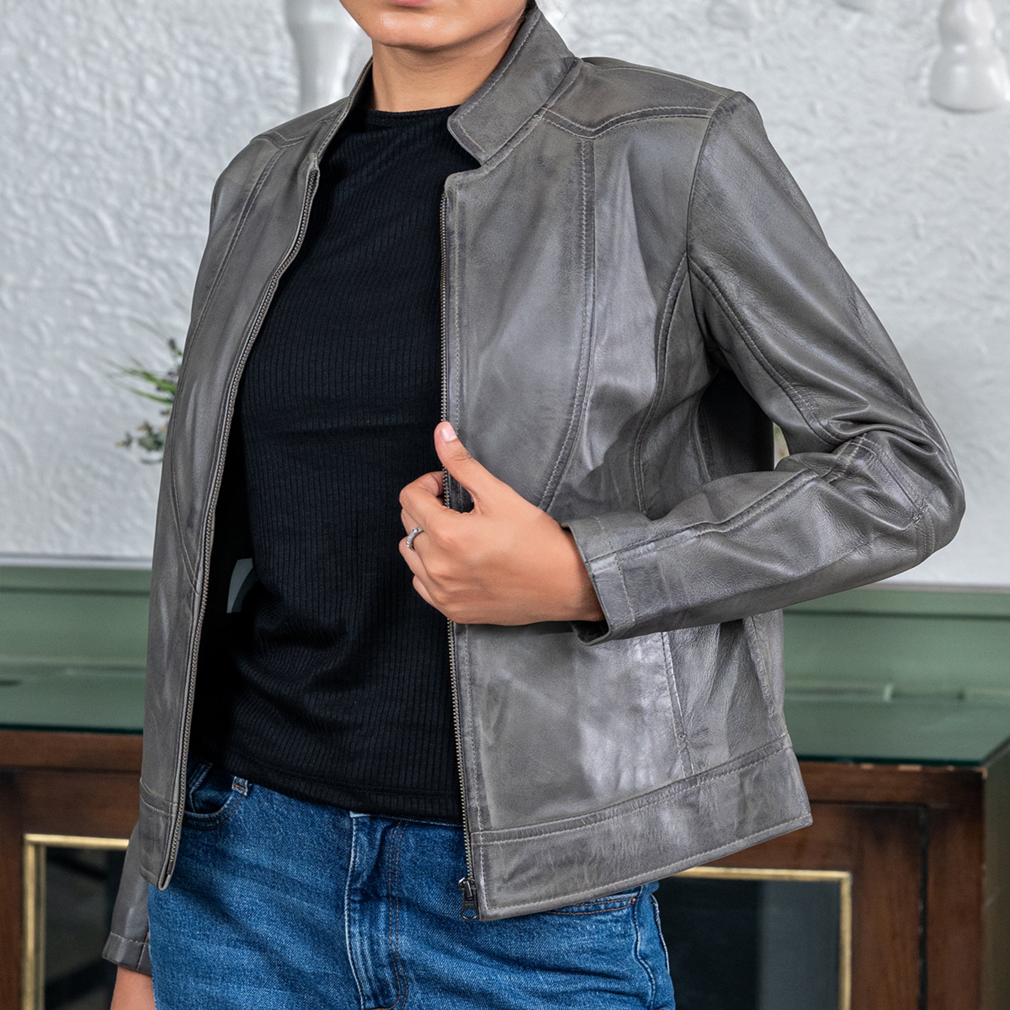 Womens Casual Leather Jacket