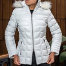 Women's Leather Puffer Jacket