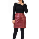 A-line High Waisted Womens Real Leather Pencil Skirt