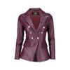 Women's Kim Kardashian Double Breasted Brown Leather Blazer