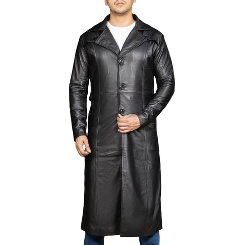 Jild Vintage Classic Leather Trench Coat Men