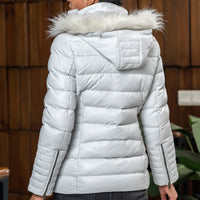Women's Leather Puffer Jacket