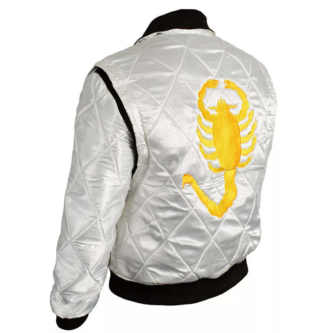 Mens Gosling White Satin Scorpion Jacket