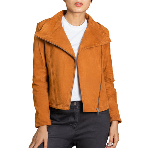 Real Suede Womens Biker Leather Jacket