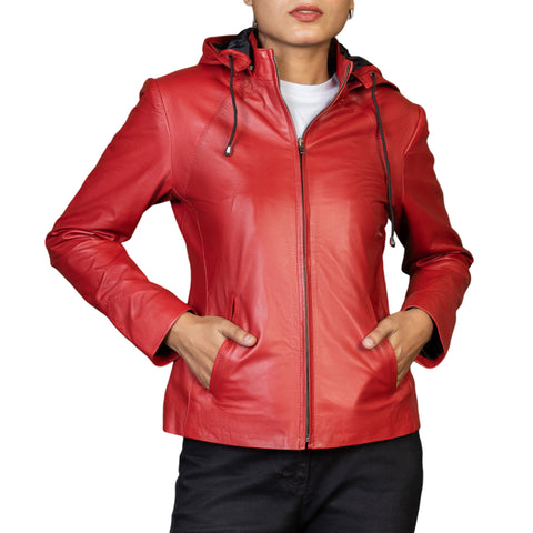 Jenny Hooded Womens Leather Jacket