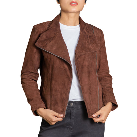 Real Suede Womens Biker Leather Jacket