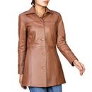 Women’s Real Leather 3/4 Length Car Coat