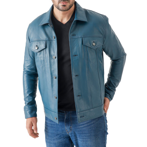 Men’s Leather Trucker Jacket