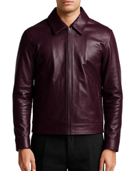 Harrington Burgundy Mens Leather Jacket-Limited Edition