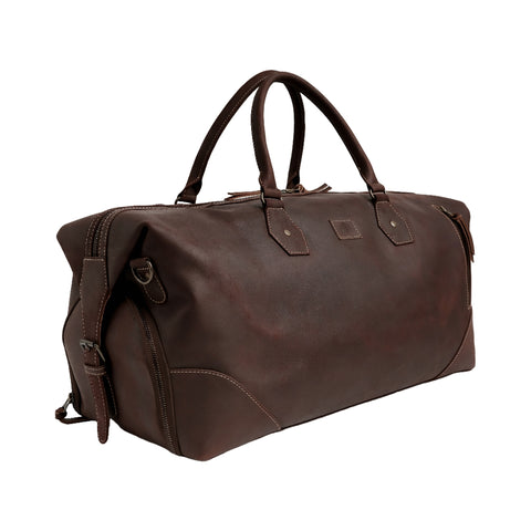 The Weekender Travel Leather Duffle Bag-Midnight Brown