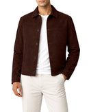 Suede Leather Button Up Relaxed Shirt
