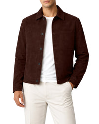Suede Leather Button Up Relaxed Shirt