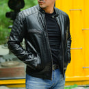 Jild Black Cafe Racer Biker Jacket – Vintage Lambskin Leather


