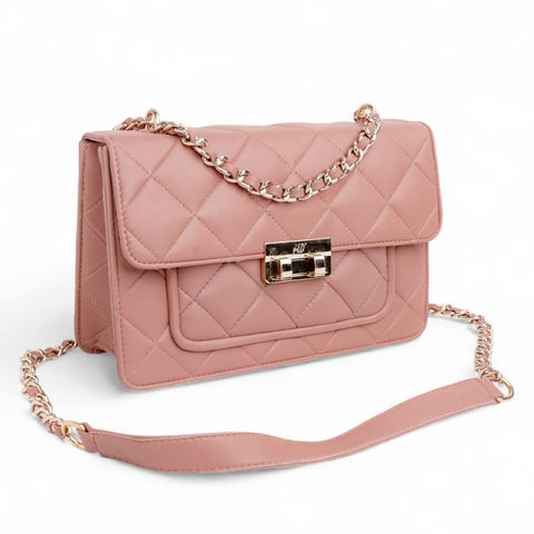 Flora Quilted Crossbody Leather Bag - Pink