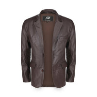Men's Croco Printed Brown Leather Blazer