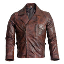 Mens Captain America Biker Brown Leather Jacket