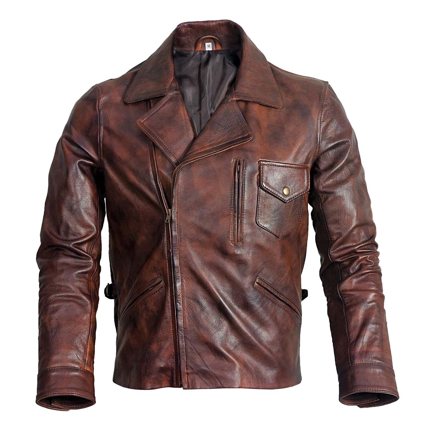 Mens Captain America Biker Brown Leather Jacket