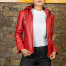 red leather jacket with strings fashion for girls and boys 