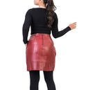 A-line High Waisted Womens Real Leather Pencil Skirt