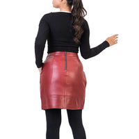 A-line High Waisted Womens Real Leather Pencil Skirt