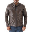 Jild Men's Cafe Racer Biker Leather Jacket