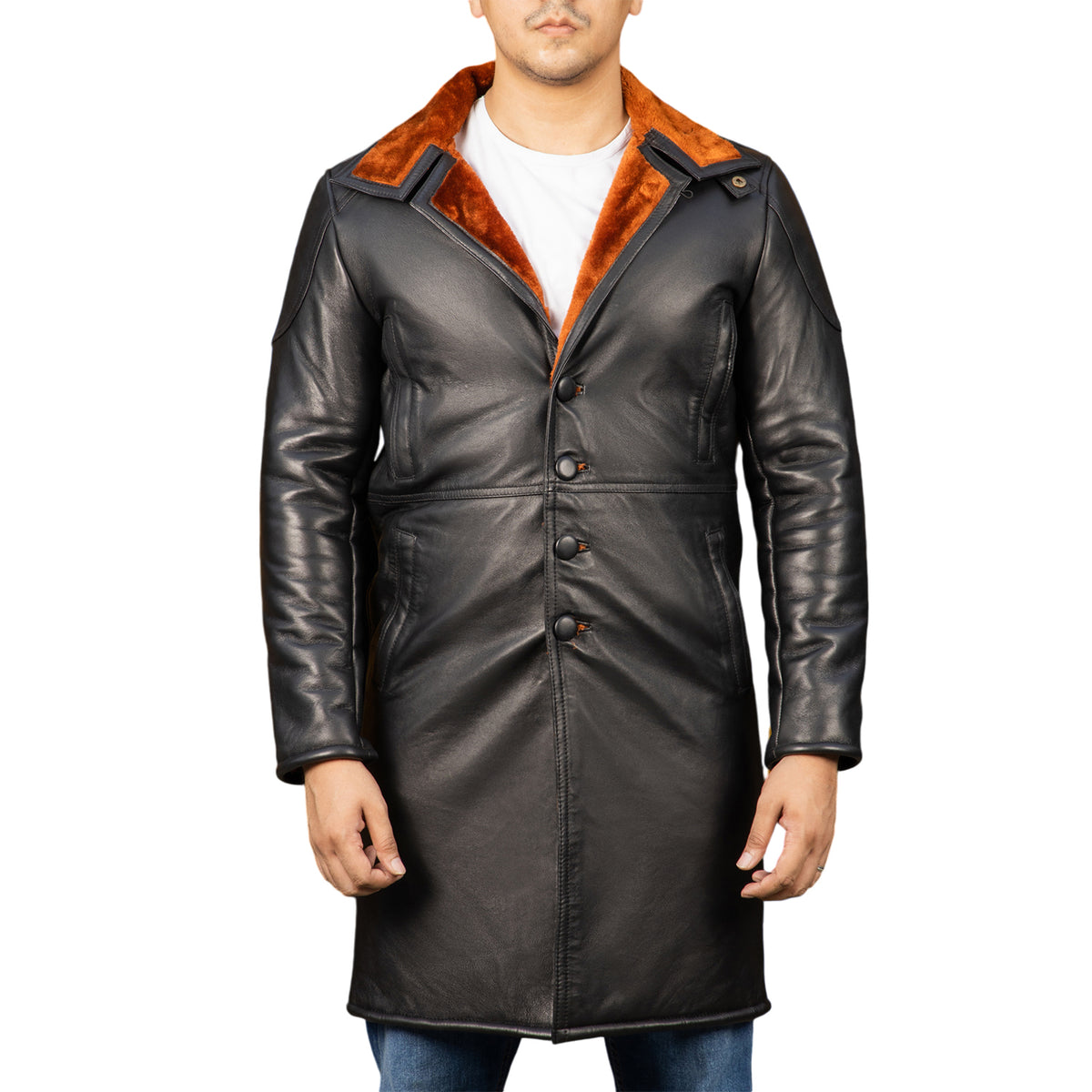 Men's Turlock Brown Shearling Leather Coat