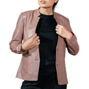 Mandarin Collar Genuine Leather Womens Coat
