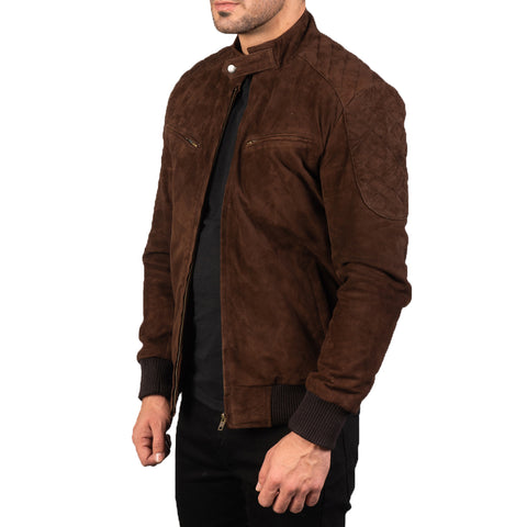Mens Brown Suede Bomber Jackets