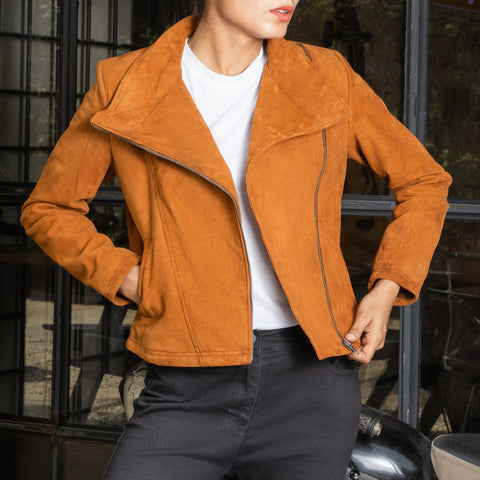 Real Suede Womens Biker Leather Jacket