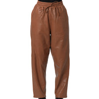 Real Lambskin Leather Pants for Women Comfortable Drawstring Versatile Design