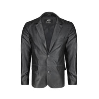 Men's Croco Printed Black Leather Blazer