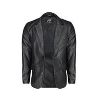 Men's Croco Printed Black Leather Blazer