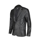 Men's Croco Printed Black Leather Blazer
