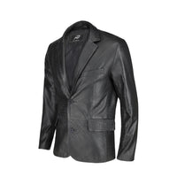 Men's Croco Printed Black Leather Blazer