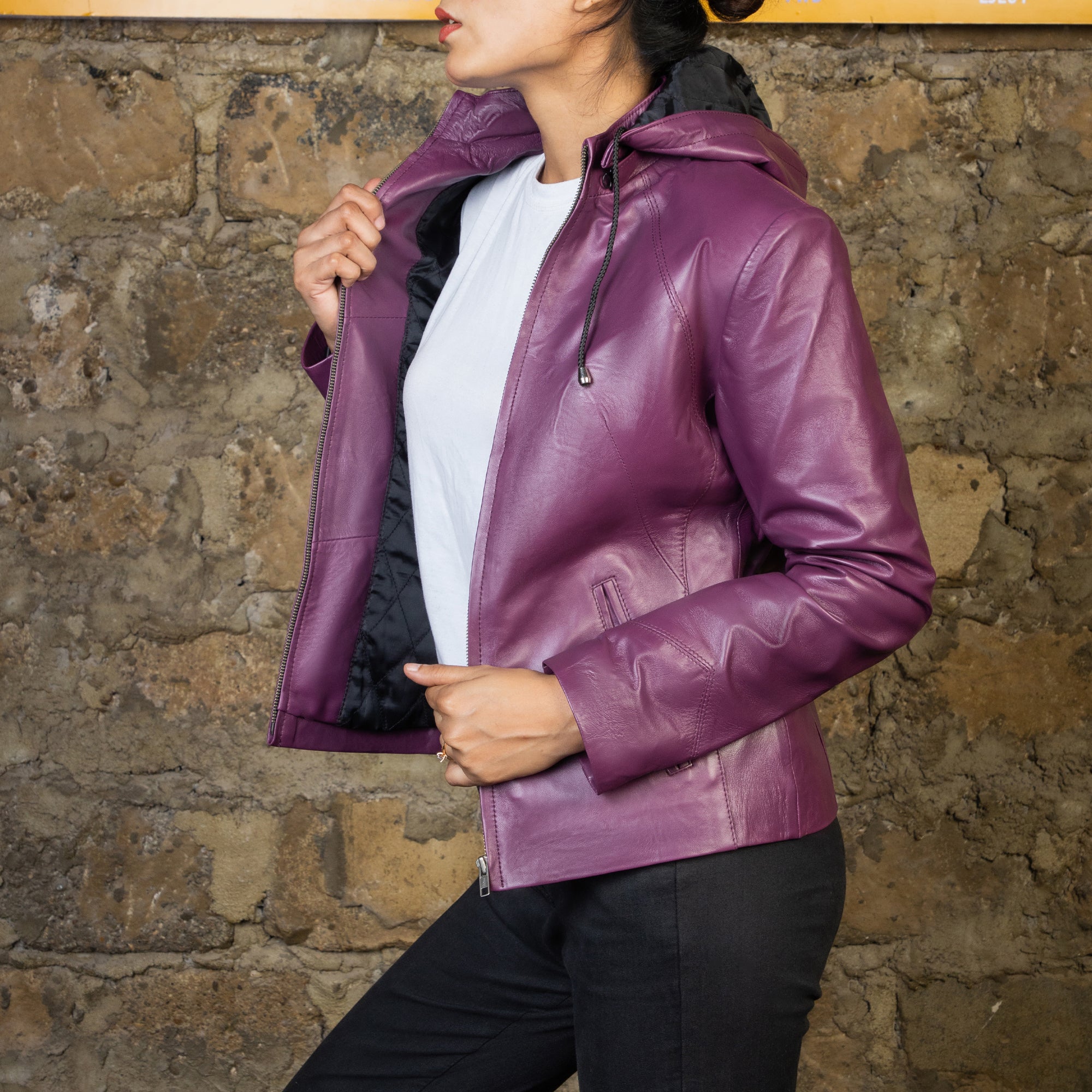 purple leather jacket by jild leather