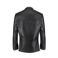 Men's Croco Printed Black Leather Blazer
